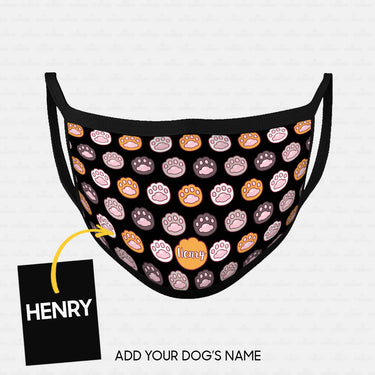 Personalized Dog Gift Idea - Many Cute Dog Paws On Black For Dog Lovers - Cloth Mask